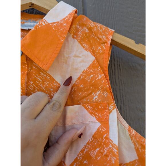 Boden Natural Fiber Cotton Orange Sleeveless Button Blouse 6 Camp Vacation - Picture 3 of 7